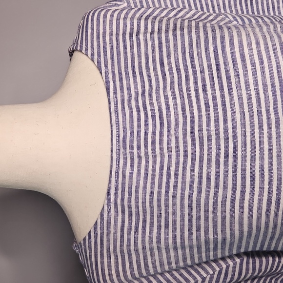 Isaac Mizrahi Three-Quarter Sleeve Striped Linen Dress - Picture 4 of 10